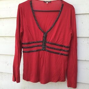 Cable & Gauge XL red knit top with black accent
